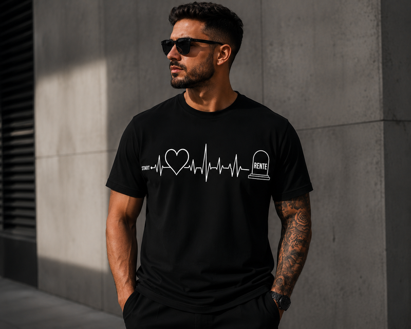 Start bis Rente- Premium Stickerei T-Shirt