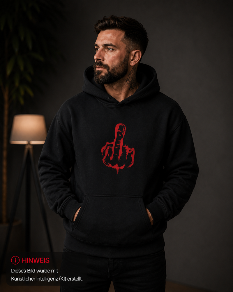 Schwarzer Hoodie- Statement Edition (Rot)