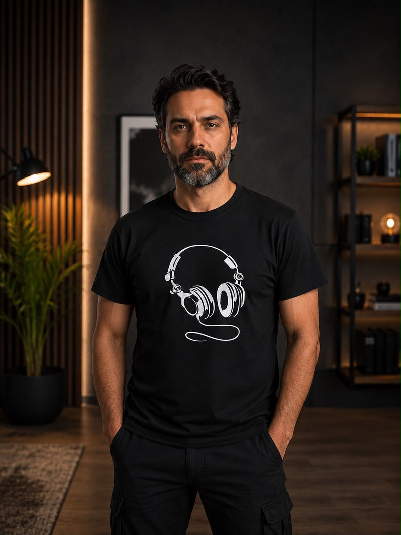 Kopfhörer Stick-Shirt-Premium Stickerei/ Kein Druck/ Unisex